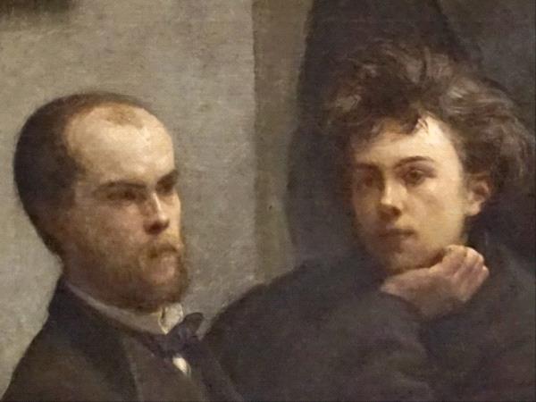 Peinture de H. Fantin-Latour intitulée Coin de table : on y voit deux hommes, l'un pose sa tête sur sa main, penseur, l'autre homme le regarde